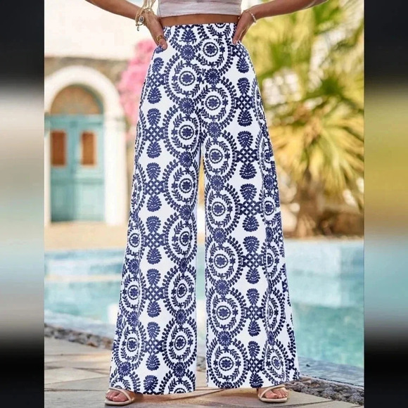 Allover Print Wide Leg Pants Palazzo Pants - Picture 4 of 6